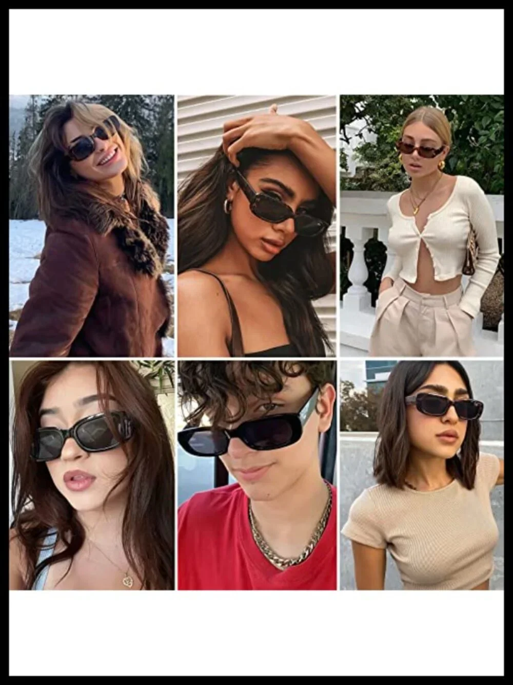 4 Pack Retro Vintage Sunglasses Small Square Rectangle 90s Y2K for Women